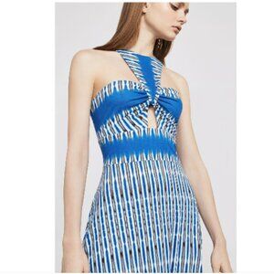 BCBGMAXAZRIA Eileen Cutout High-Low Dress – Size S, Blue Tie-Dye